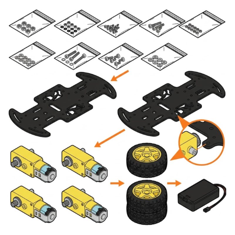 ELEGOO Smart Robot Car V4 step 1: Sort the parts by bag