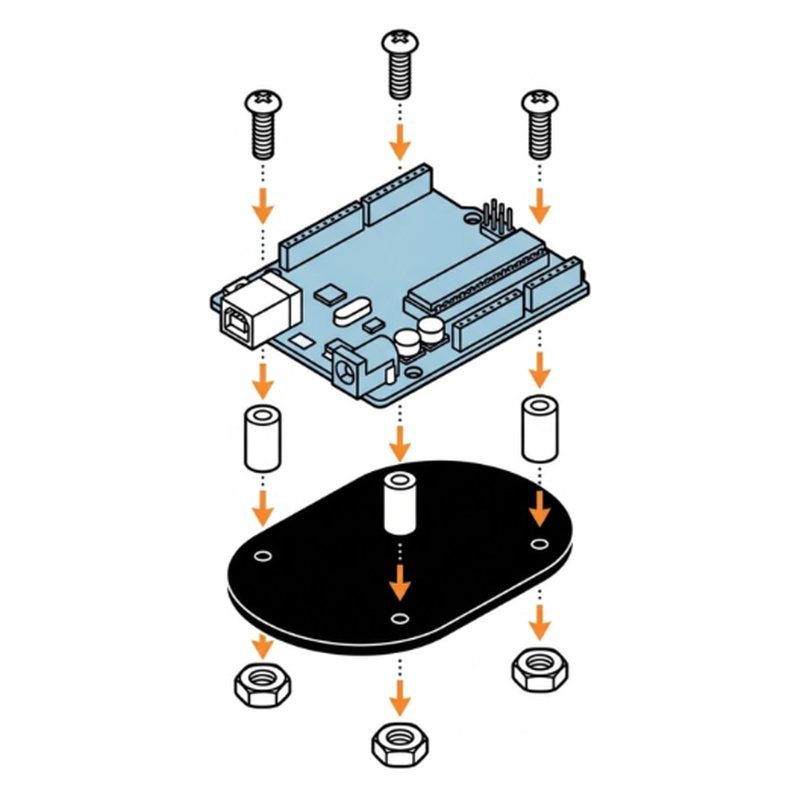 ELEGOO Smart Robot Car V4 step 7: Fix the UNO board to the top plate