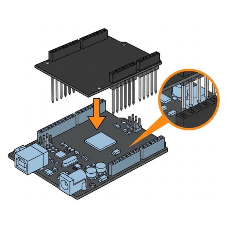 ELEGOO Smart Robot Car V4 step 8: Press the expansion board on top