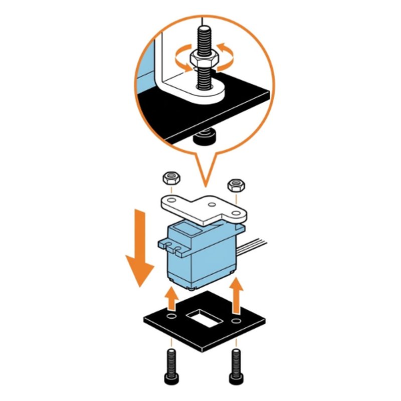 ELEGOO Smart Robot Car V4 step 11: Fix the servo to the small plate