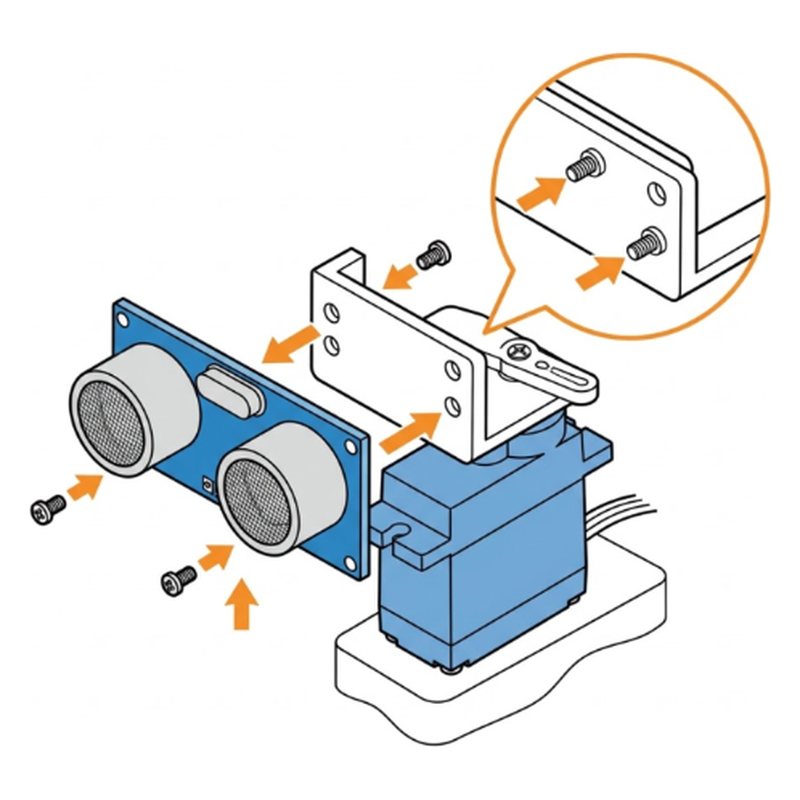 ELEGOO Smart Robot Car V4 step 12: Fix the ultrasonic eyes