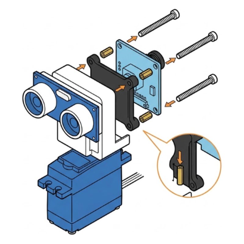 ELEGOO Smart Robot Car V4 step 13: Add the camera behind the eyes