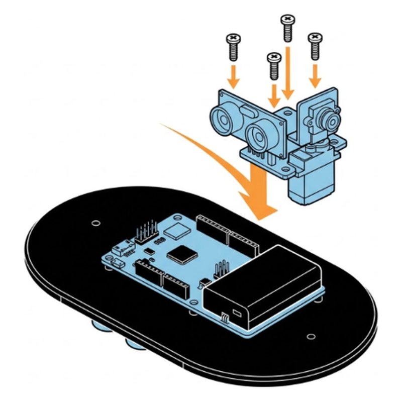 ELEGOO Smart Robot Car V4 step 14: Mount the sensor tower at the front