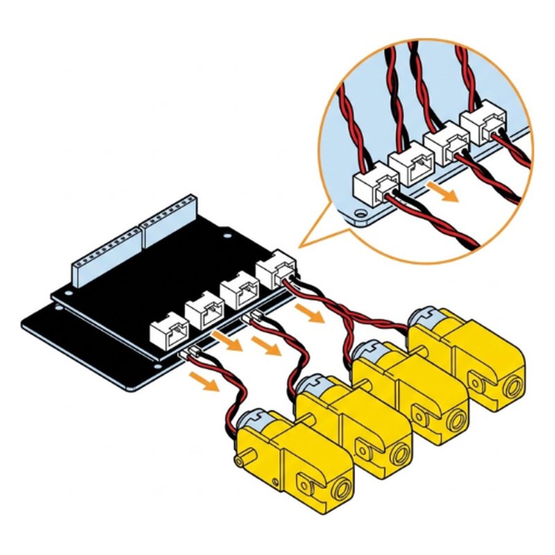 ELEGOO Smart Robot Car V4 step 18: Plug in the four motors
